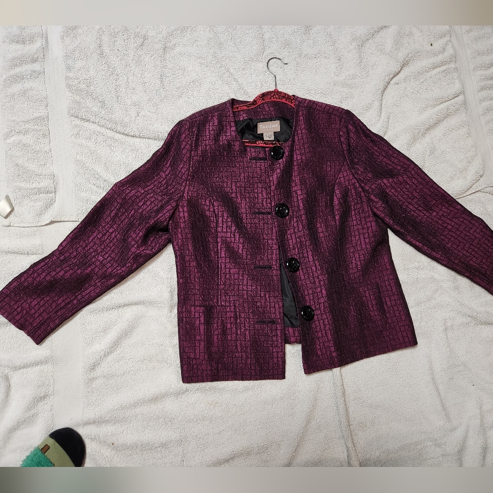 Tan Jay purple suit jacket size 12